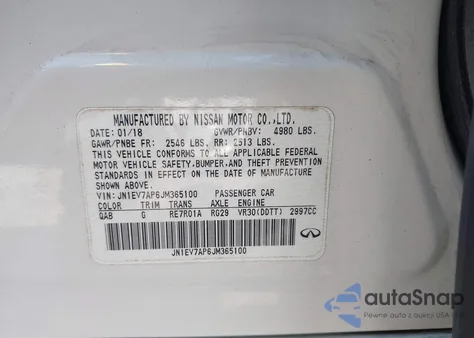 2018 Infiniti Q50 3.0T Luxe z USA, uszkodzony, nr VIN JN1EV7AP6JM365100